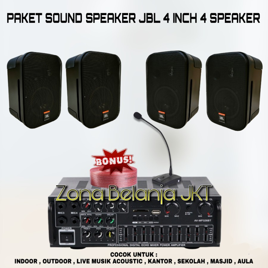 PAKET SOUND CAFE AULA KANTORAN SPEAKER JBL 4 INCH 4 TITIK ( SET 2 )