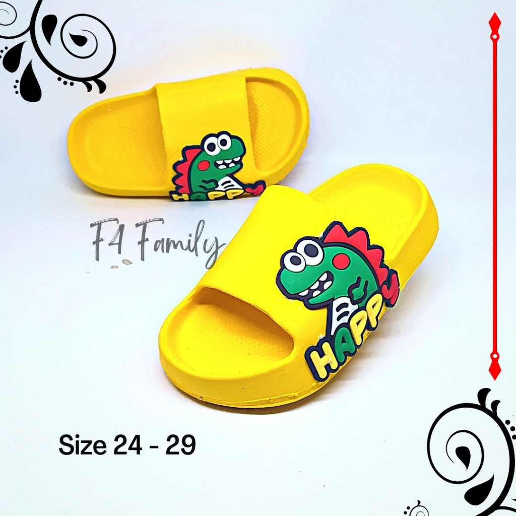 MD79 - Sendal Anak Laki Slip On Usia 3 5 Tahun Motif Dino Terbaru 2023