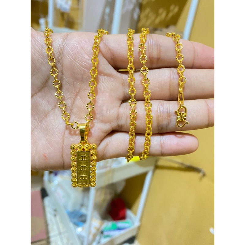 Kalung Medan Bunga 3 Suku 60cm / Lapis emas 24k