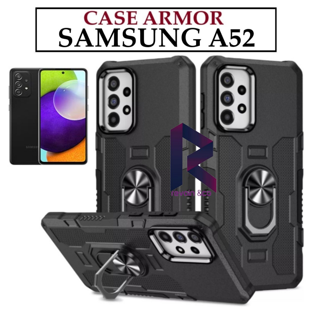 Case Armor SAMSUNG A52 Iring Cincin Magnetic Kesing Hp Protect kamera Premium Hard Case Standing Robot Pelindung Kamera