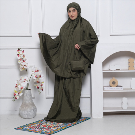 Set Sajadah + Mukena Parasut Traveling Azizah Dewasa Parasit Premium - Arrasy - ,mukena jumbo ,muken