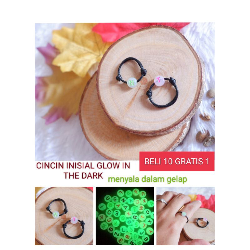 CINCIN INISIAL GLOW IN THE DARK BELI 10 GRATIS 1