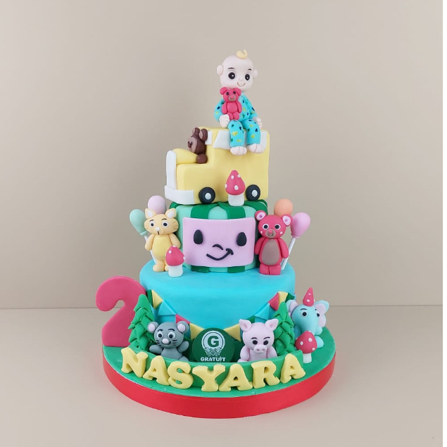 

kue ulang tahun tema cocomelon 15+10cm