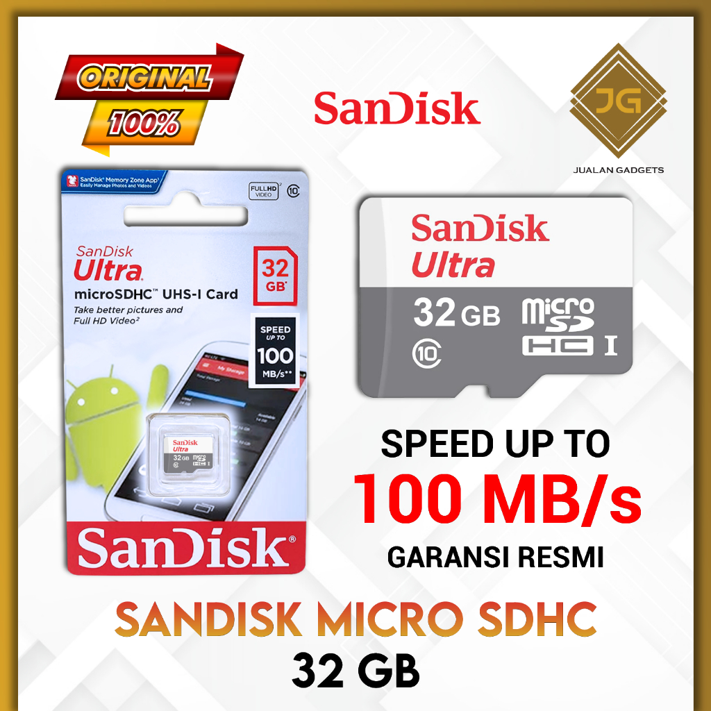 Micro SD SanDisk 32GB Ultra Class 10 100mb/S Memory Card Class 10 32 GB