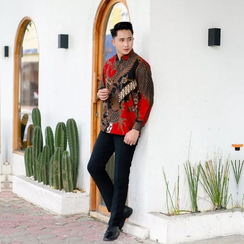 Kemeja Batik Pria Modern Lengan Panjang Casual Modis Slim Fit Trendy Batik Tejo Anom