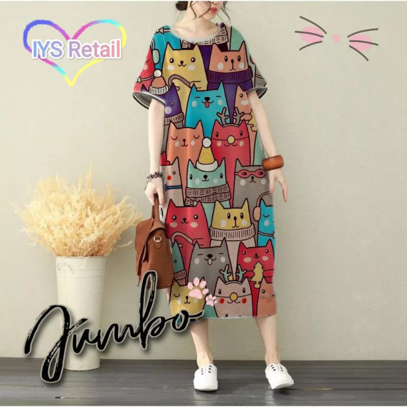 Kaos/Dress Big Size Jumbo Motif Cat LD 120 Model 1