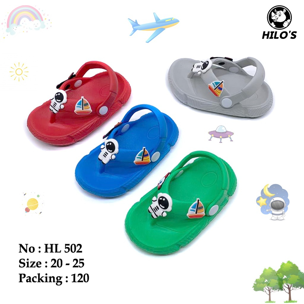 Sandal Jepit Anak Laki-Laki Bahan Karet Tidak Licin Ringan Kekinian Model Tali Belakang Terbaru Size 20-25