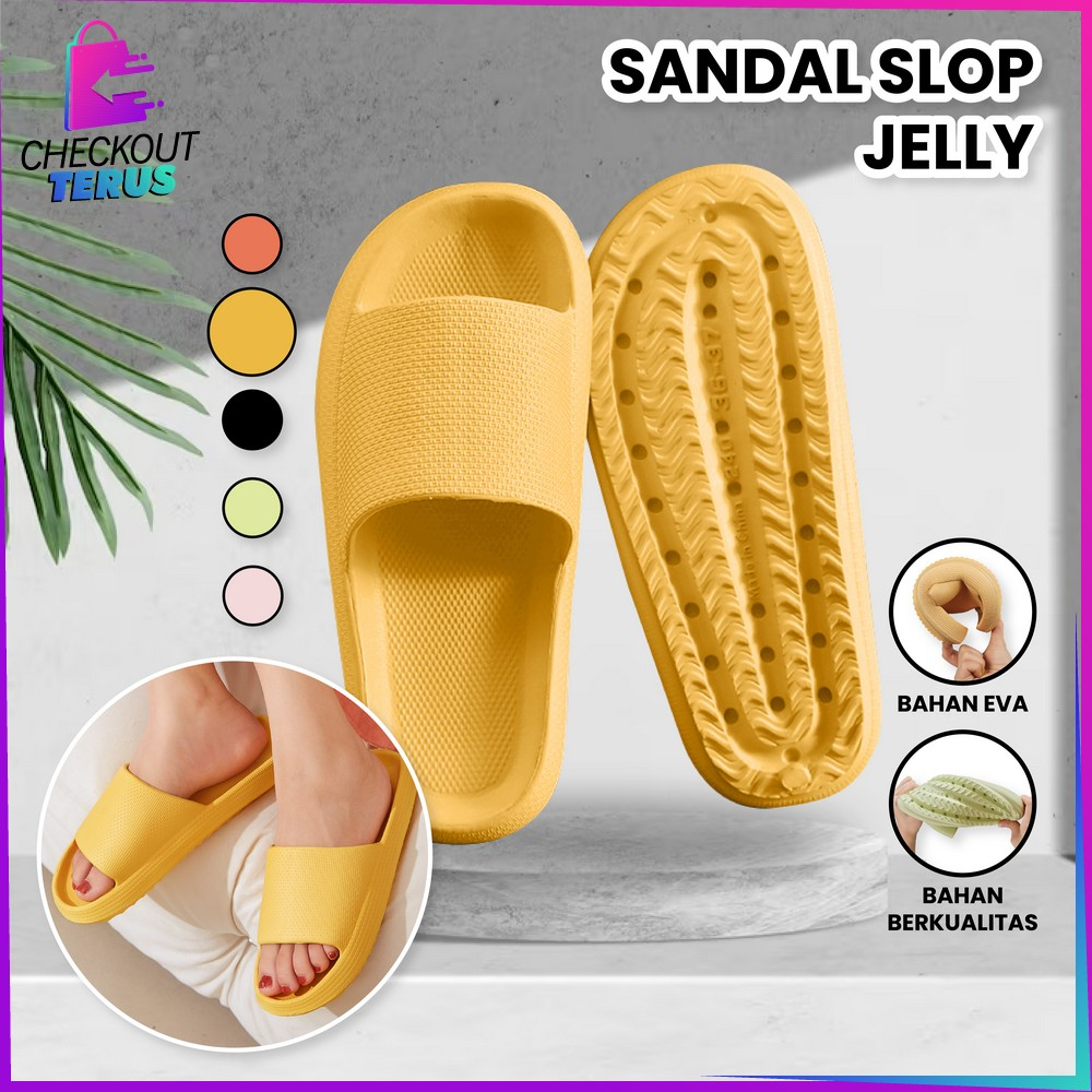 CT S56 Sandal Slip On Karet Jelly Sendal Selop Rumah Empuk EVA Unisex Kamar Mandi Comfy Cowok Cewek Anti Slip