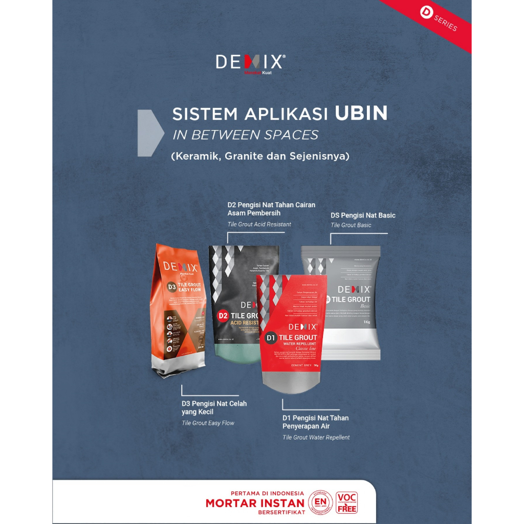 Semen Pengisi Nat Keramik &amp; Granit DEMIX DS Mortar Instan Tile Grout Basic