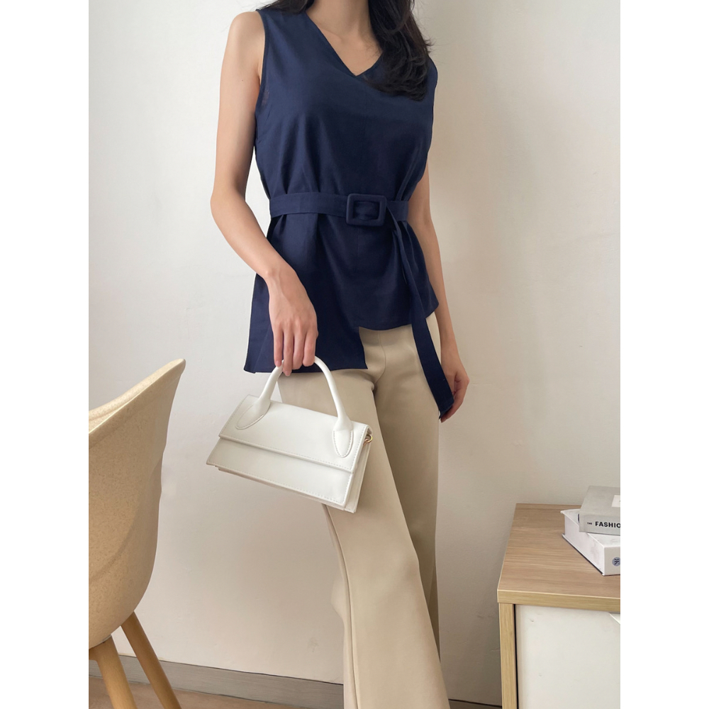 Kadaka T-0191 Top Linen Korea With Belt