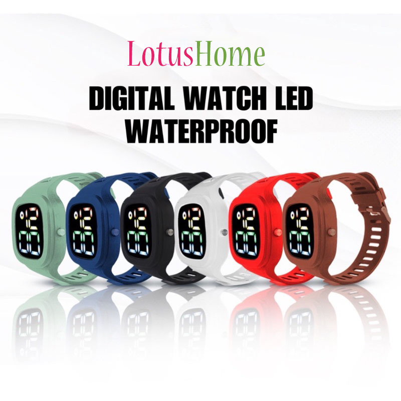 Jam Tangan Digital LED Wanita Pria Wanita Tahan Air Fashion Watch LED Tampilan Layar Besar Dengan Font Warna-warni