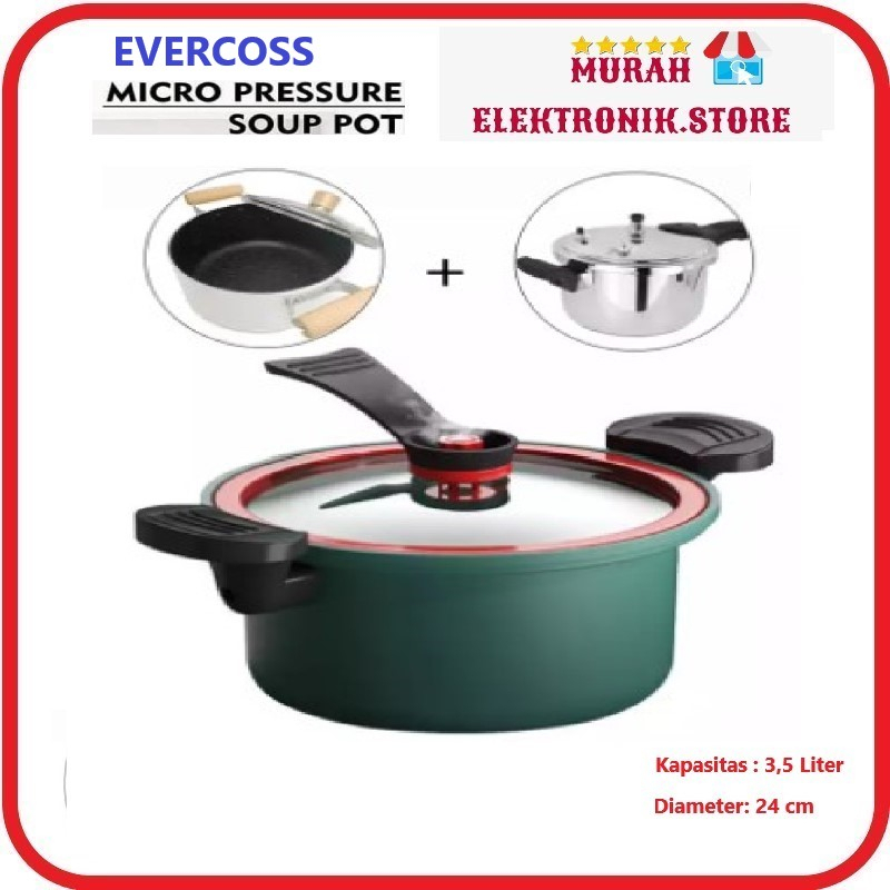 Panci Presto Teflon Totipotent Micro Pressure Cooker Pot 3.5L Anti Lengket