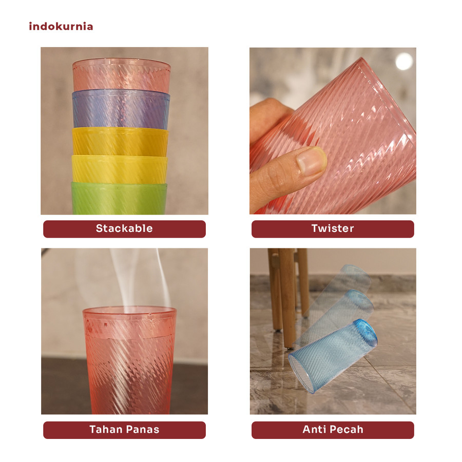 IK - GELAS PLASTIK MINUM TWISTER 500 ML ORI BENING TRANSPARAN TERMURAH