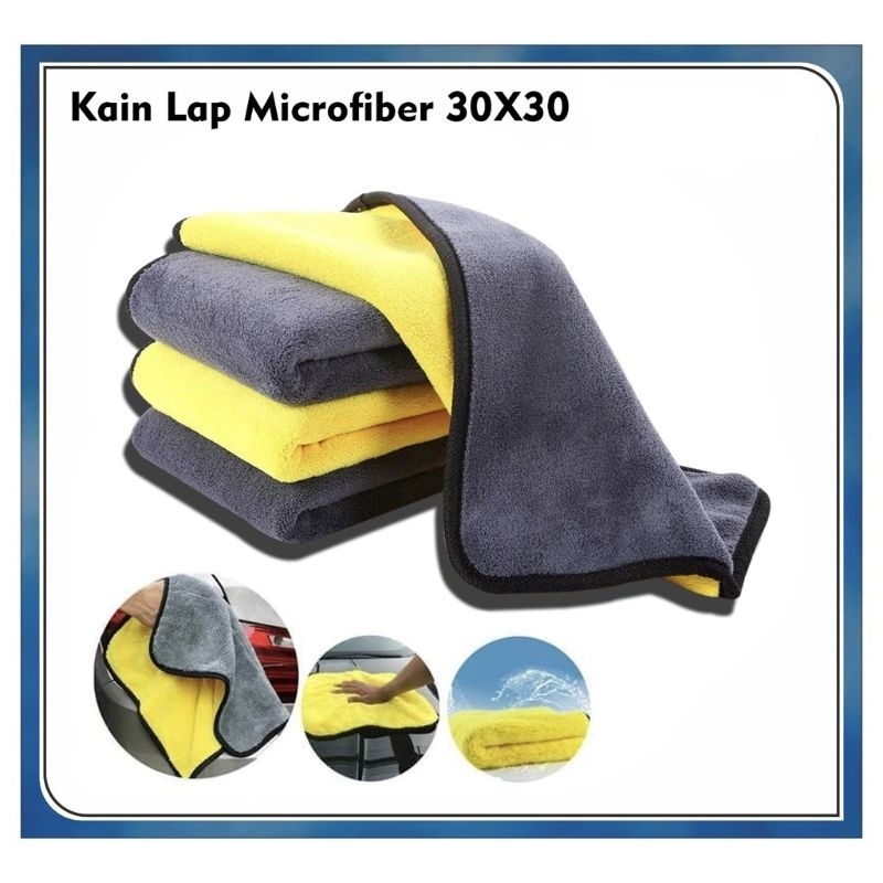 Kain Lap Microfiber Serbaguna Premium 30x30 2 sisi Halus