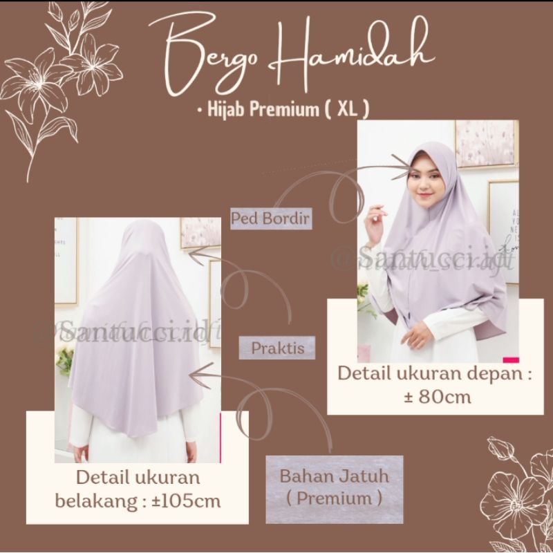 ( ORI ) Hijab Bergo Hamidah XL JUMBO  Sport Panjang/Hijab Instan/Hijab Voly/Hijab Daily