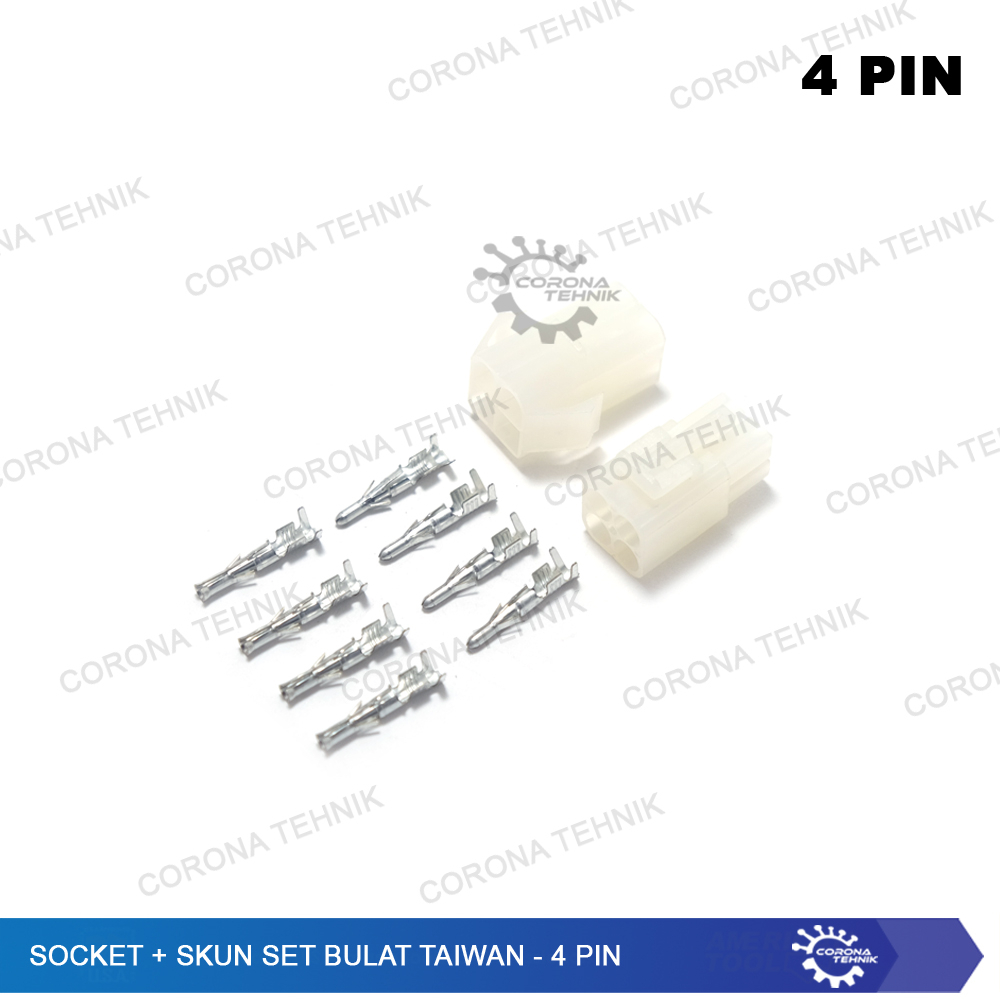 Socket + Skun Set Bulat Taiwan - 4 Pin