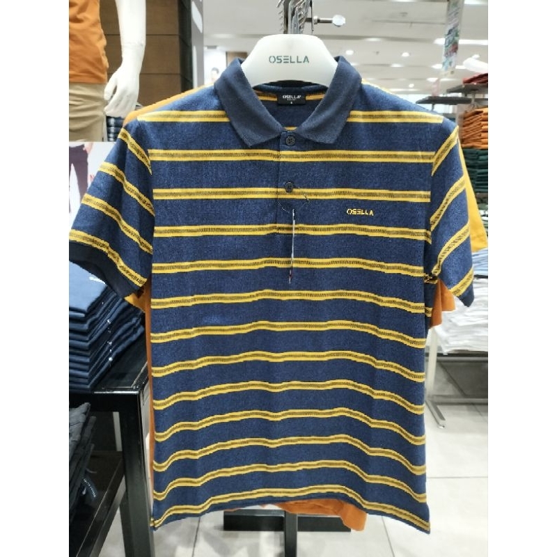 Osella Baju Pria Polo Shirt Lengan Pendek Stripe Indigo