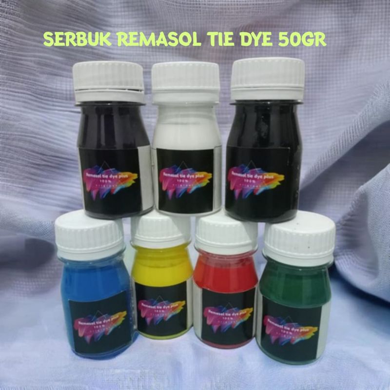 (Botol 50gr)remasol serbuk pewarna tiedye batik bonus penguat warna