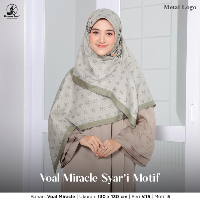 HIJAB SEGIEMPAT VOAL MIRACLE SYARI MOTIF UMAMA SCARF V.15