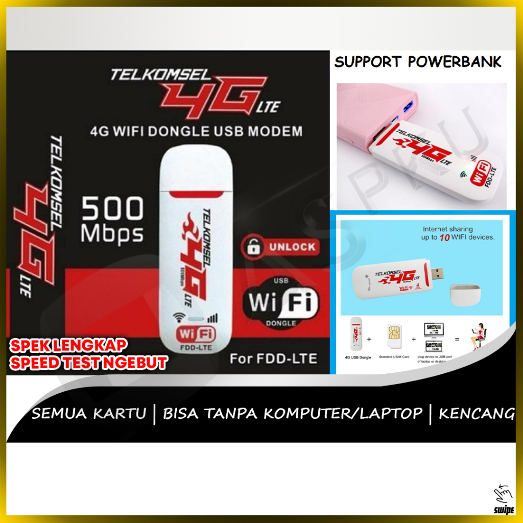 Modem Wifi USB 4G LTE Portable Internet Penghubung Penyambung Konektor Conector Jaringan Wireless