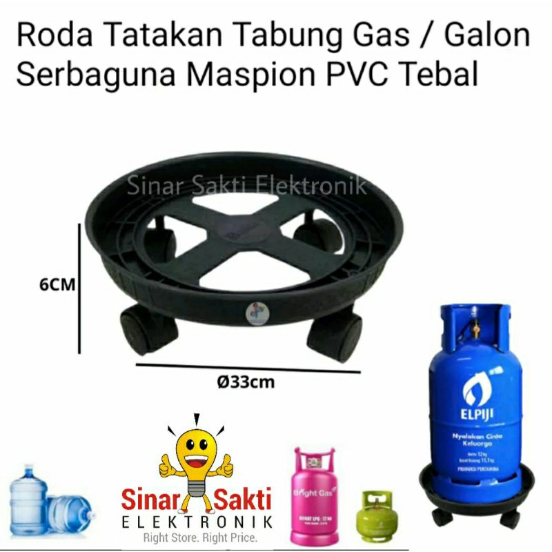 Roda Tatakan Tabung Lpg Elpiji gas Galon Serbaguna Maspion Troli Plastik PVC Tebal