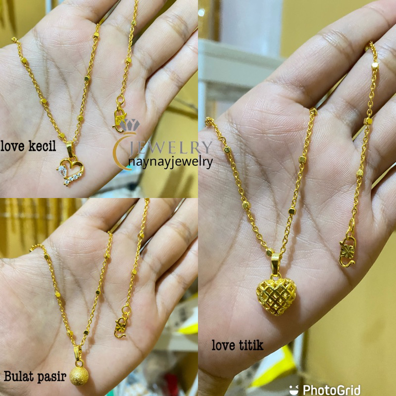 Kalung medan bulat lapis emas 24k