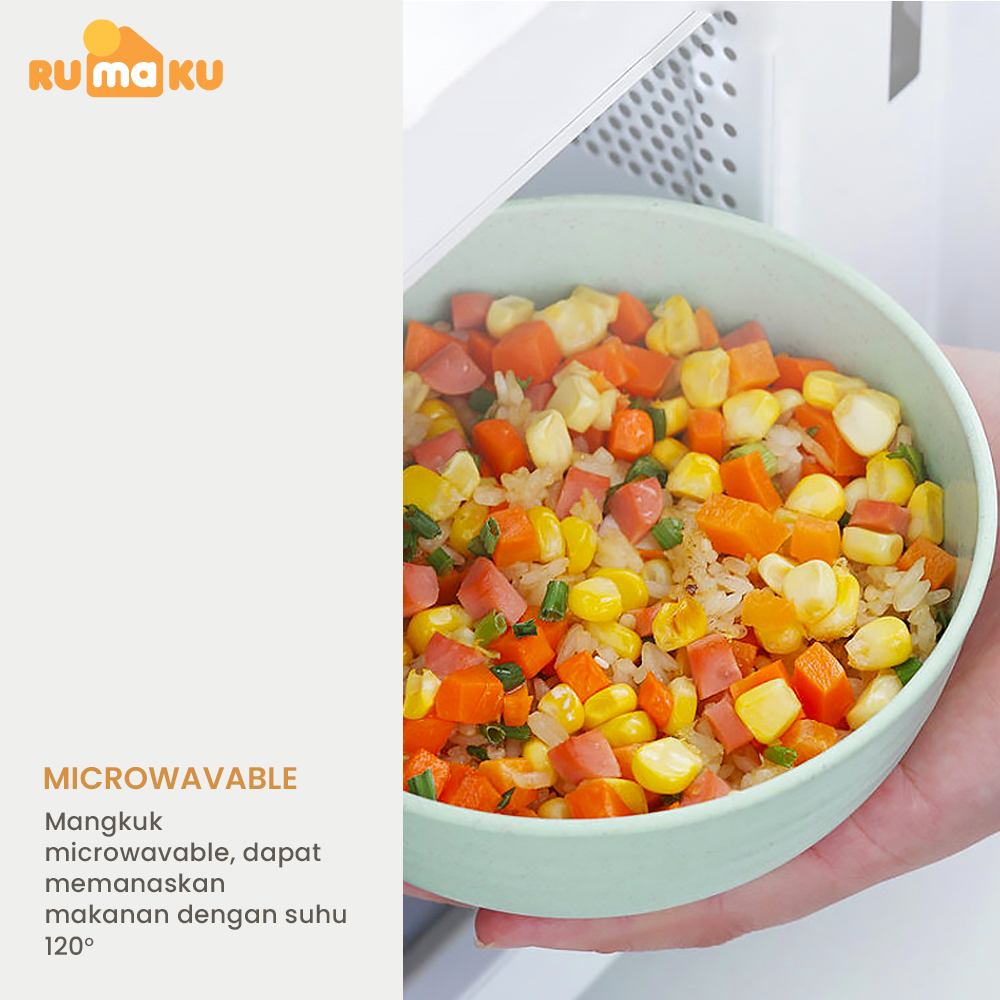 Rumaku Mangkuk Sup Besar Bahan Jerami Mangkok Plastik Wheat Straw Microwaveable Tahan Panas