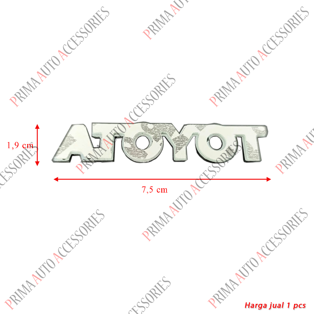 Emblem Mobil Tulisan TOYOTA Chrome 7,5 cm Fortuner Bagasi