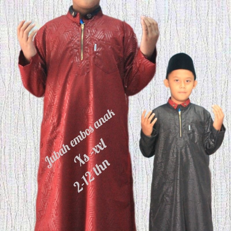 jubah embos anak laki- laki/ gamis muslim anak 2-12 thn