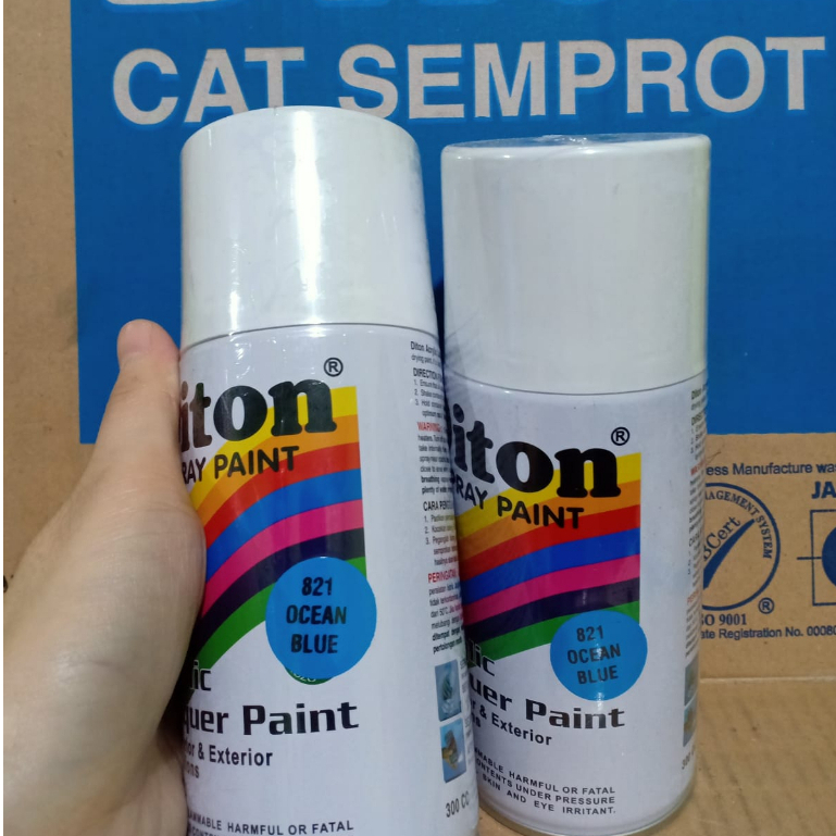 SOLID COLOURS DITON Spray Paint Acrylic Lacquer Paint Pilox Pilok Cat Semprot - 821 OCEON BLUE / BIRU LAUT (300cc / 300ml)
