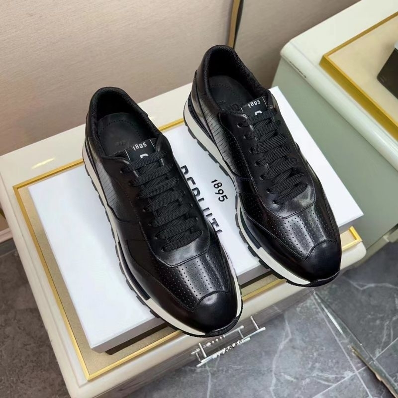 sepatu cowok berluti sneaker pria hitam kulit men shoes runner p1shoes