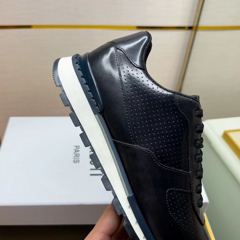 sepatu cowok berluti sneaker pria hitam kulit men shoes runner p1shoes