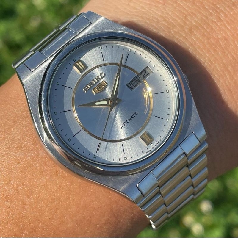 Jam Tangan Second SEIKO 5 7009 Automatic Gold Circle Dial Japan Original Like New