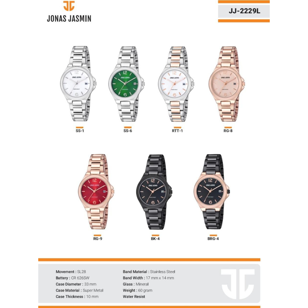 JAM TANGAN JONAS JASMIN WANITA TYPE JJ-2229// JAM TANGAN WANITA TERBARU STAINLESS STEEL//JAM TANGAN WABITA/PRIA