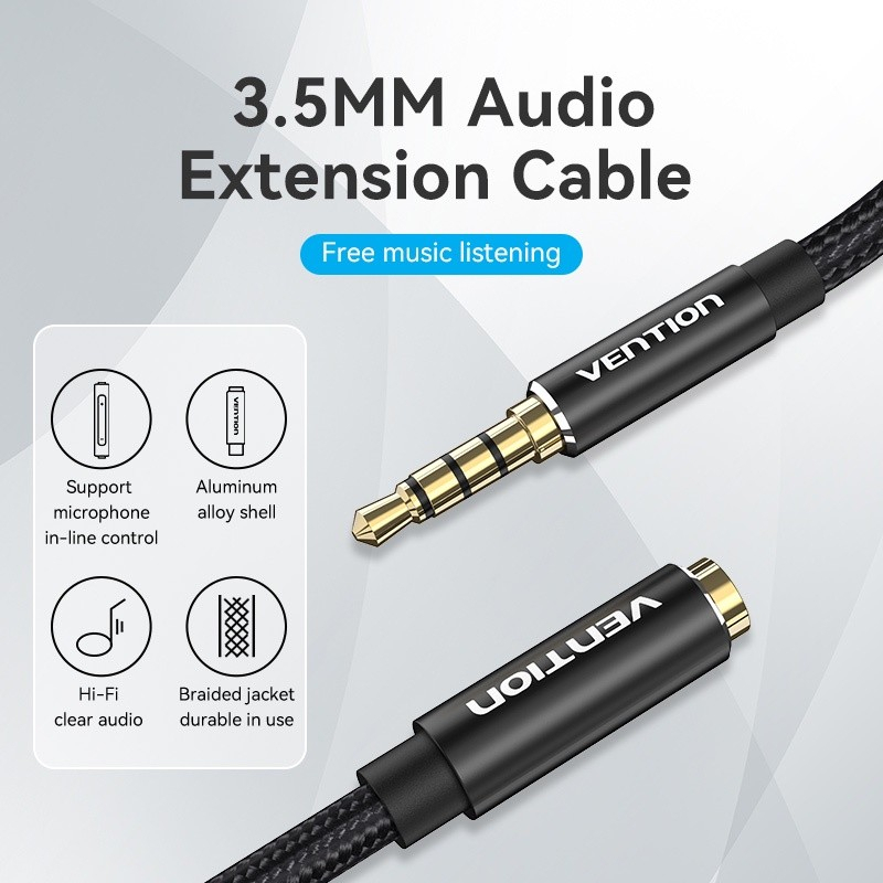 Vention Kabel Audio Aux Extension 3.5mm TRRS Male to Female - BHC
