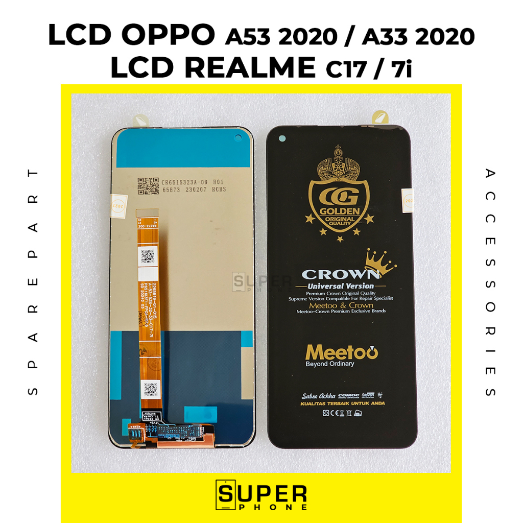 LCD OPPO A53 2020 / A33 2020 / REALME C17 / 7i Fullset Touchscreen OG Golden Crown Original Quality