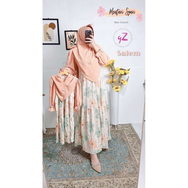 Gamis set Khimar couple ibu dan anak ORI Gwenza (HARGA ECER)