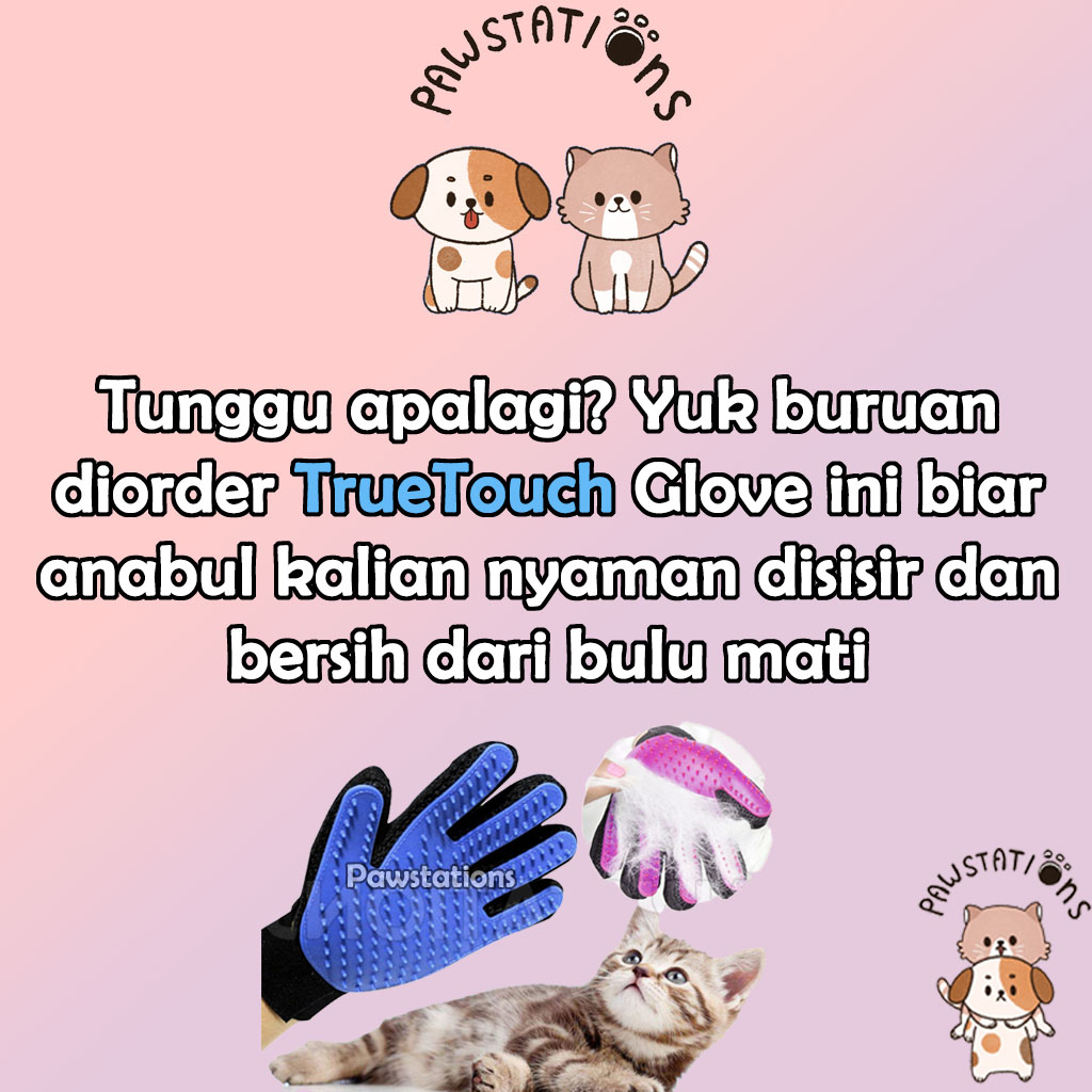 True Touch Glove Sisir Pijat Kucing / Anjing Sarung Pengangkat Bulu Mati