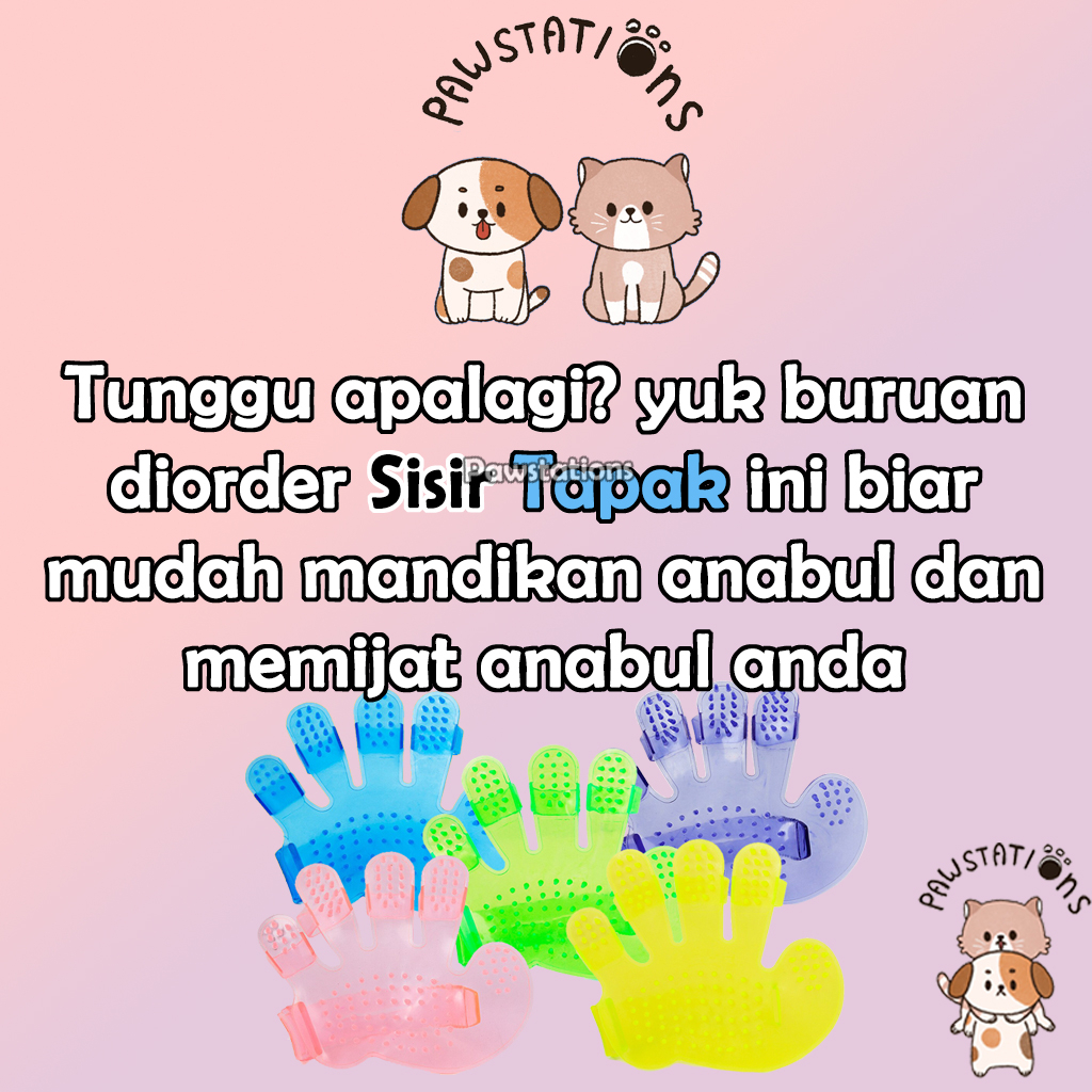 Sarung Tangan Sisir Mandi Kucing / Anjing Sisir Tapak Tangan