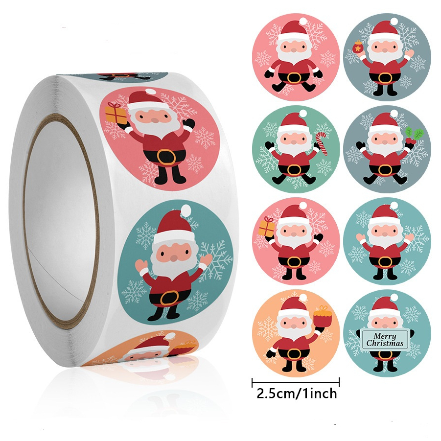 

50pcs Christmas Santa Colorful Seal Sticker Stiker Terimakasih Online Shop Seal Packing Packaging Box