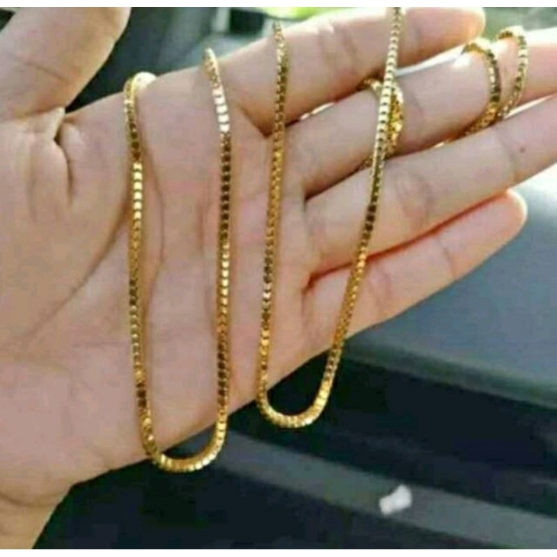 kalung xuping titanium milano kaca lapis emas tahan lama pria dan wanita