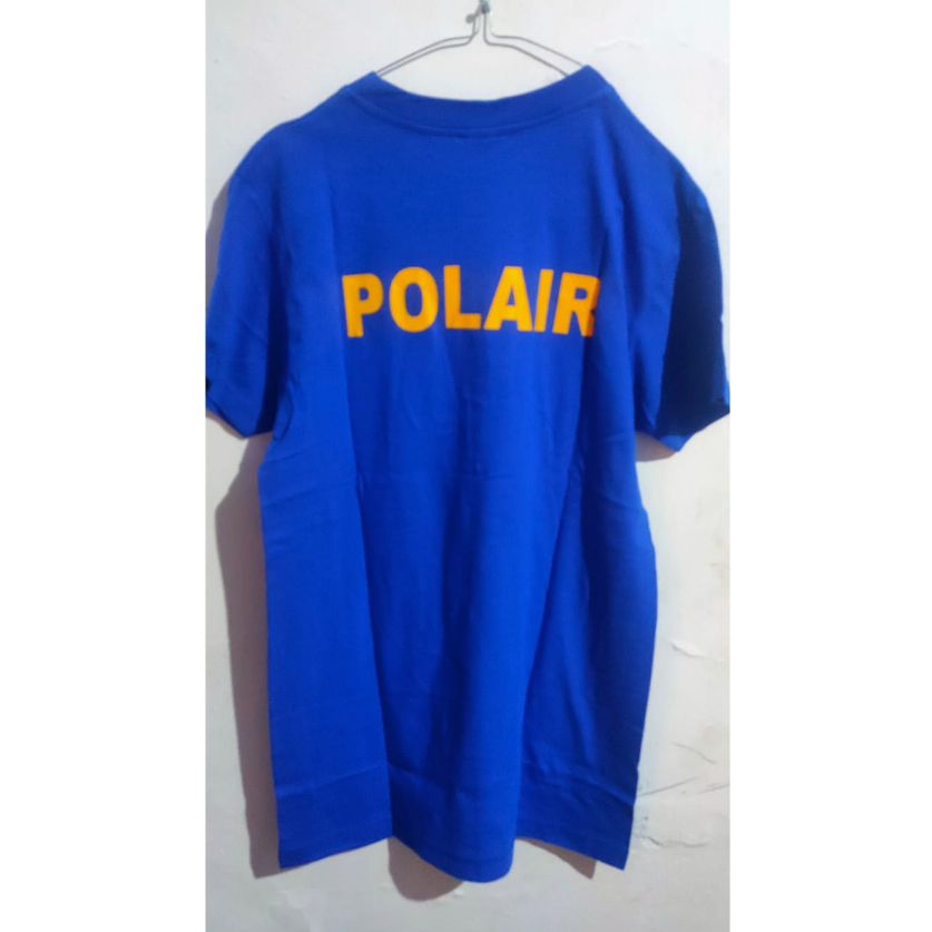 kaos biru polair bahan jersey - kaos dalaman pdl biru airud