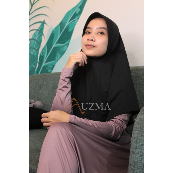 𝐔𝐙𝐌𝐀 - HIjab Instan Kerudung Bergo Habl Sabil Premium -Hitam