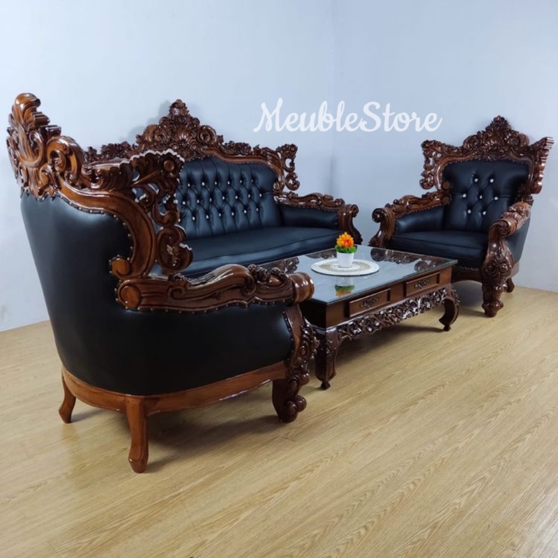 set sofa tamu kayu jati/ kursi tamu ukir mewah