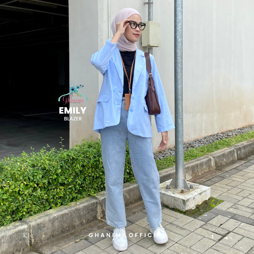 Ghanimi - Emily Blazer / Jas Wanita Polos / Blazer Kerja / Blazer kerah casual formal / Jas Kerja / Blazer polos / outer kerja / outer polos / Jas kerja polos timeless / blazer korea korean style