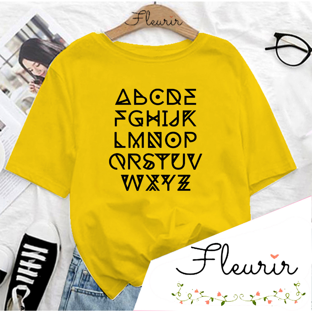 FLEURIR - COD KAOS ABCDE WANITA PRIA REMAJA DEWASA UNISEX TSHIRT JUMBO OOTD LENGAN PENDEK OVERSIZE