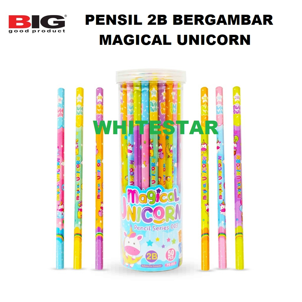 

pensil 2b big bergambar unicorn magical