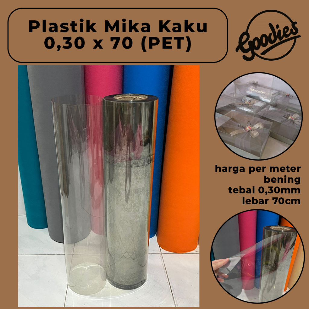 

Plastik Mika Kaku PET [0.30mm x 70cm] Bening untuk Tutup Seserahan / Hantaran Pernikahan Meteran PET Rigid Roll