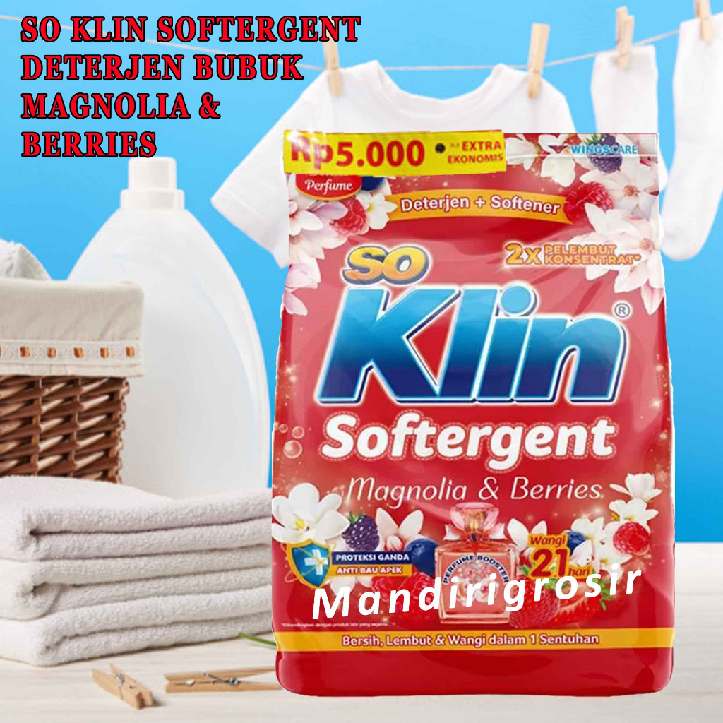 Deterjen Bubuk* So Klin Softergent* Magnolia &amp; Berries* 215gr