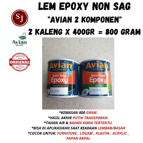 Avian Lem Non-Sag Epoxy 800 Gram Set/Lem Epoxy Non-Sag AVIAN ( Bisa dipakai didalam air)